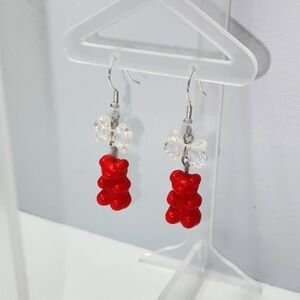 Adorable Red Bear with Bow Earrings 🎀🧸